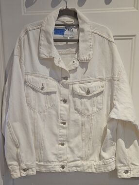 ZARA Off-White Oversized Denim Jacket